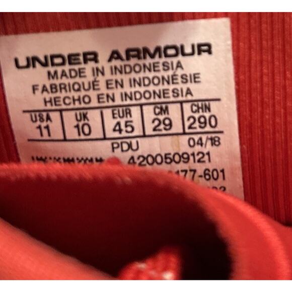 Under Armour Football Cleats Mens Size 11 Red White Highlight MC Lacrosse Lace - Picture 9 of 9